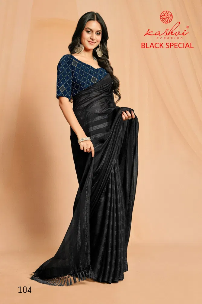 Black Special By Kashvi Rimzim Party Wear Sarees Wholesale In India